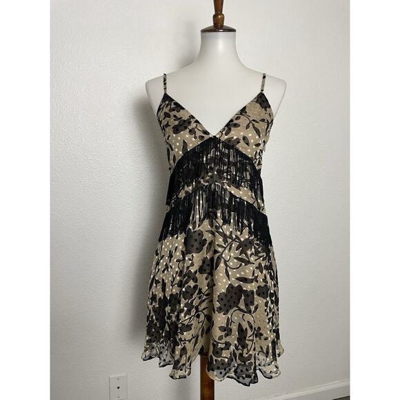 Revolve House of Harlow 1960 Dress Mini Fringe Print Swiss Dot Nanda - Picture 1 of 11